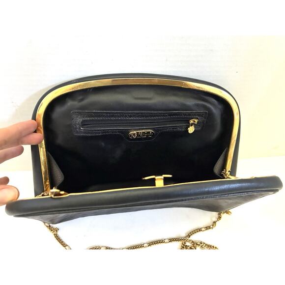 Vintage Fendi Evening Bag Kiss-Lock Golden Chain Authentic - Picture 4 of 14